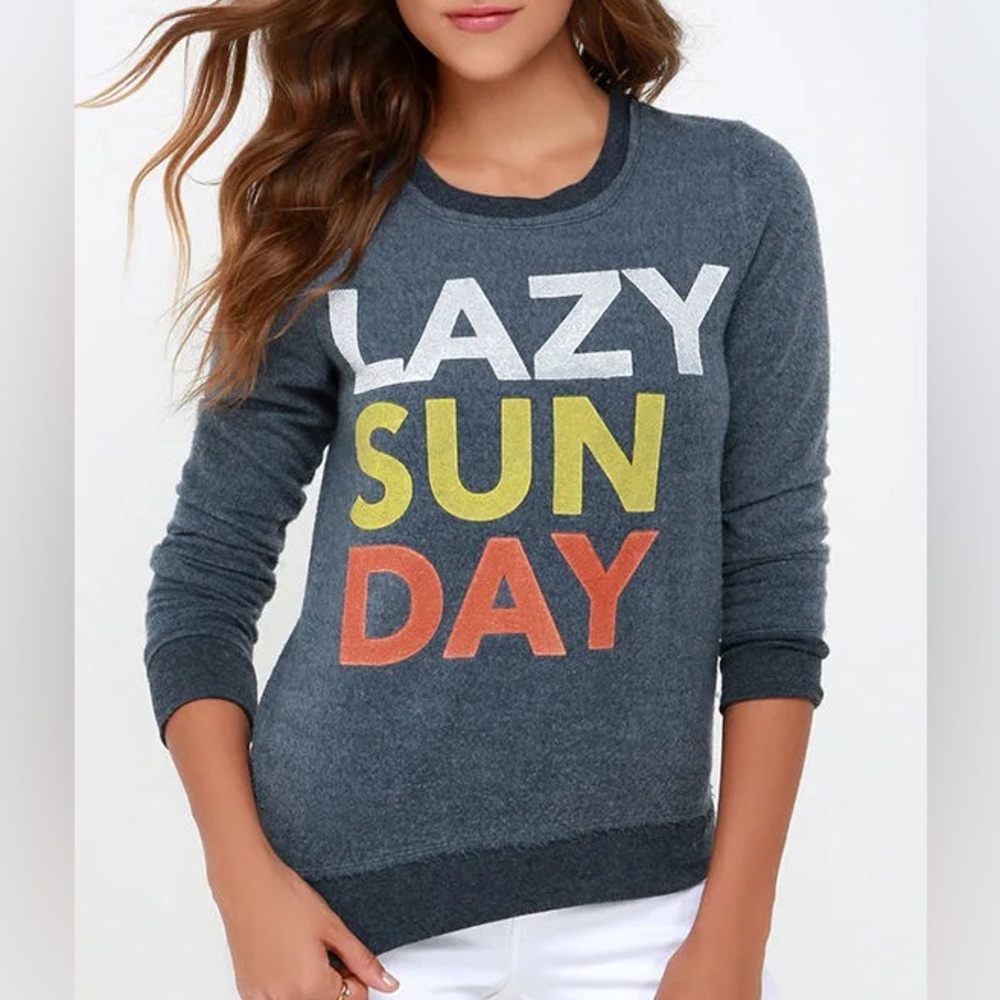 Chaser Lazy Sunday Denim Blue Sweater Size Medium